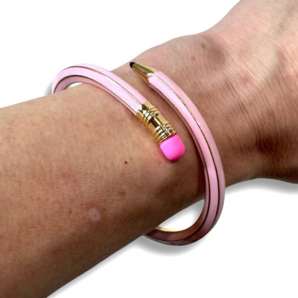 Pink & Gold Hinge Pencil Bangle Bracelet NEW